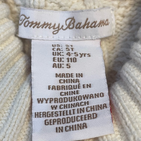 Tommy Bahama Kids Cream Cable Knit Sweater - Picture 4 of 6